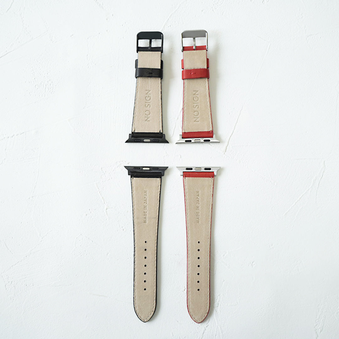 レザーウォッチバンド AppleWatch用 スタンダードレザー NS25-001BK NS25-001RD NS25-002BK NS25-002RD NO SIGN