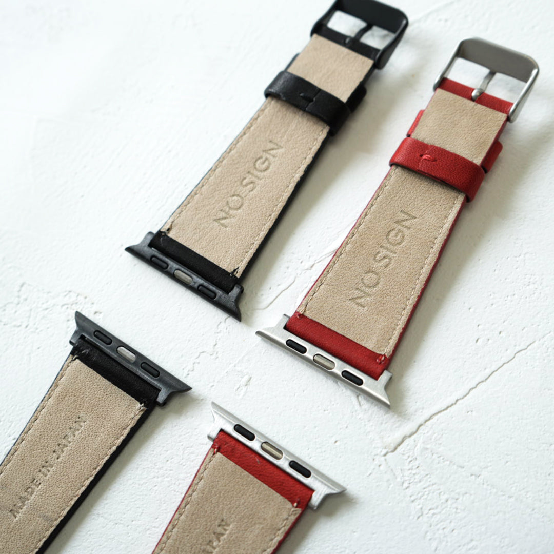 レザーウォッチバンド AppleWatch用 スタンダードレザー NS25-001BK NS25-001RD NS25-002BK NS25-002RD NO SIGN