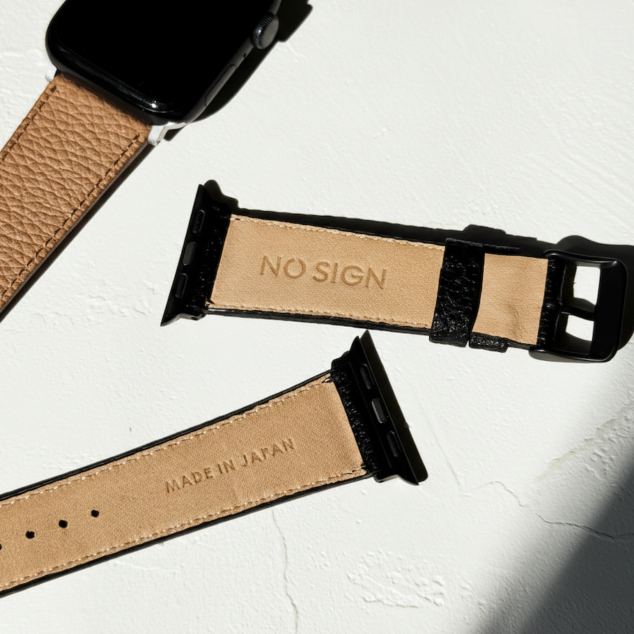 レザーウォッチバンド AppleWatch用 エンボスレザー NSE25-001BK NSE25-001BE NSE25-002BK NSE25-002BE NO SIGN