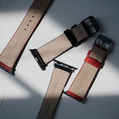 レザーウォッチバンド AppleWatch用 スタンダードレザー NS25-001BK NS25-001RD NS25-002BK NS25-002RD NO SIGN