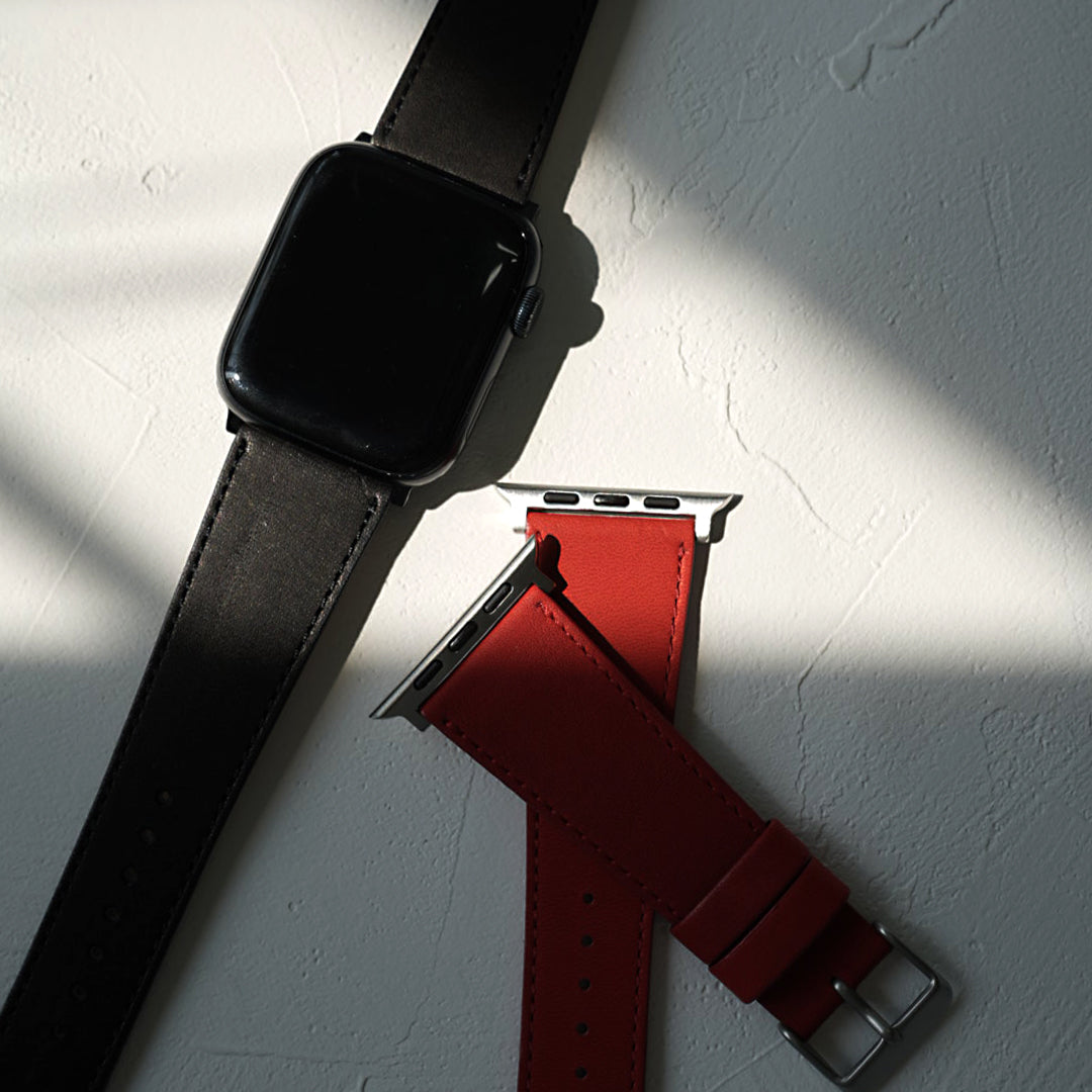レザーウォッチバンド AppleWatch用 スタンダードレザー NS25-001BK NS25-001RD NS25-002BK NS25-002RD NO SIGN