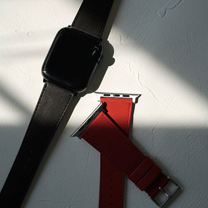 レザーウォッチバンド AppleWatch用 スタンダードレザー NS25-001BK NS25-001RD NS25-002BK NS25-002RD NO SIGN