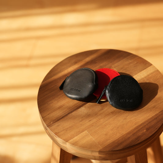 Coin case in embossed leather