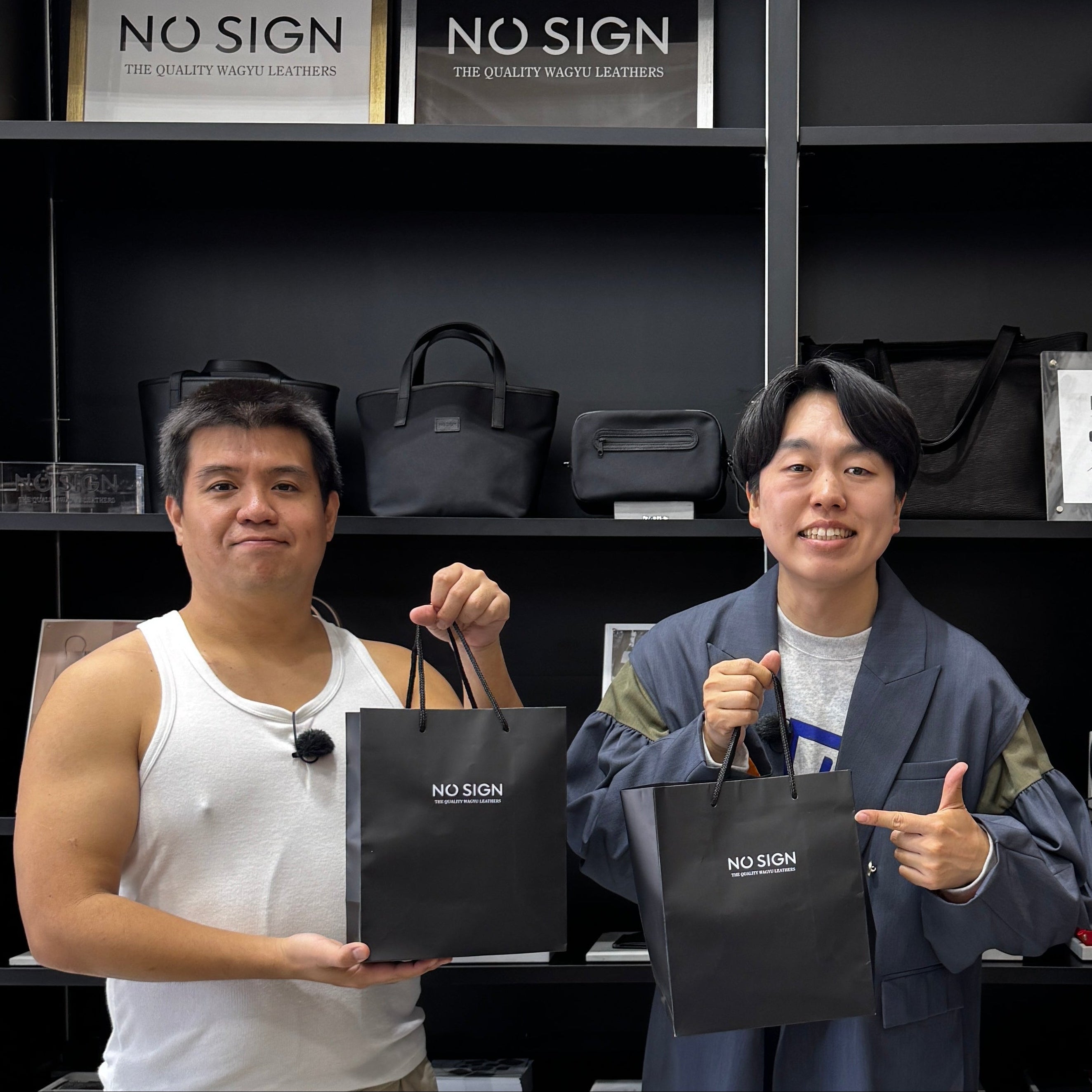 ジェラードンとNO SIGN レザーアイテム プレゼント 撮影 日本製レザー