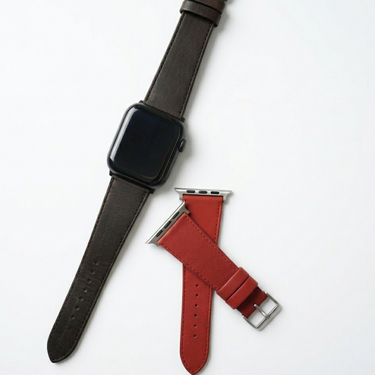 レザーウォッチバンド AppleWatch用 スタンダードレザー NS25-001BK NS25-001RD NS25-002BK NS25-002RD